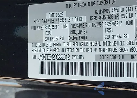 2023 Mazda Cx-5 2.5 S Select z USA, uszkodzony, nr VIN JM3KFBBM2P0222012